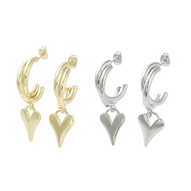 Латунная серьга-гвоздик с покрытием стойки, без кадмия и без свинца, долговечный, сердце