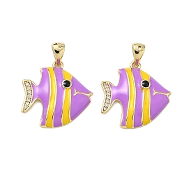Латунные микропаве прозрачные подвески с фианитом, рыбы прелести, реальный 18 k позолоченный, с эмалью, разноцветные, без кадмия и без свинца, долговечный, гальваническое покрытие на стойке