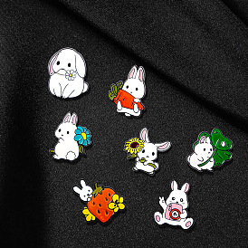 Alfiler de esmalte de conejo, insignia de animal de dibujos animados para ropa de mochila