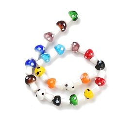 Mushroom Handmade Lampwork Beads Strands, 16x12mm, Hole: 2mm, about 20pcs/strand, 13.7 inch