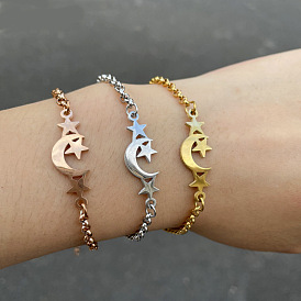 Fashion Minimalist Bracelet - Geometric Star Moon Pendant, Stylish Jewelry for Women.
