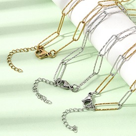 5mm 304 Collares de cadena de clip de papel texturizados de acero inoxidable para mujeres y hombres, revestimiento de iones (ip)