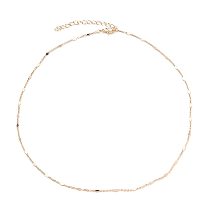Brass Link Chain Necklaces, with Lobster Claw Clasps, Rhombus