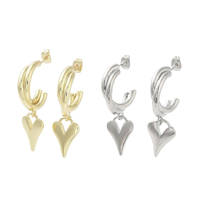 Boucle d'oreille en laiton plaqué en rack, sans cadmium et sans plomb, plaqué longue durée, cœur