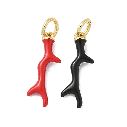 Латунь эмаль подвески, коралловый шарм, с целью перехода в кольце, без свинца и без кадмия, долговечный, стойки покрытие, реальный 18 k позолоченный