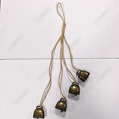 Iron with Handmade Hessian Rope Pendant Decorations, Bell