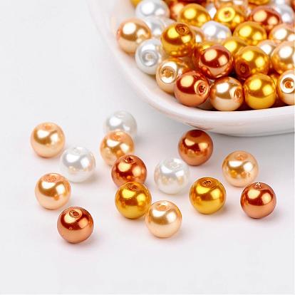 Caramel Mix Pearlized Glass Pearl Beads