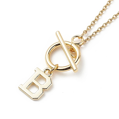 26Pcs 26 Style Alloy Alphabet Letter A~Z Charm Necklaces Set with Toggle Clasp, 304 Stainless Steel Jewelry for Women