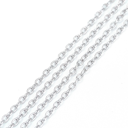201 Stainless Steel Cable Chains, for DIY Jewelry Making, Unwelded, with Spool, Oval
