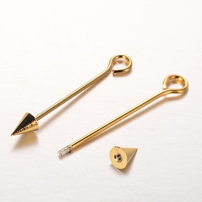 Brass Split Eye Pin, Arrow, 52~59x6mm, Hole: 4mm, Pin: 1.5mm