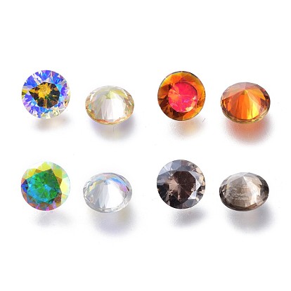 Cubic Zirconia Pointed Back Cabochons, Faceted Diamond Shape