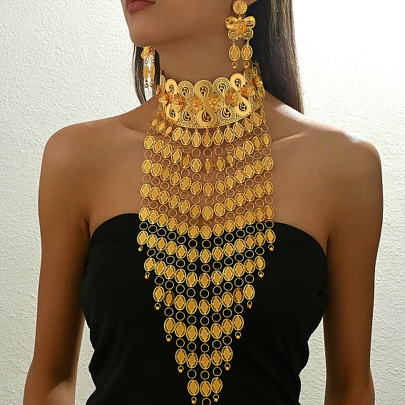 Роскошные железные цветочные бабочки монеты кулон ожерелья и серьги комплекты для женщин