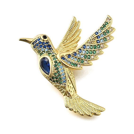 Латунные микро проложить кубического циркония подвески, амулеты птиц, без свинца и без кадмия, стойки покрытие, долговечный, с целью перехода в кольце