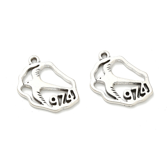 Сплавочные подвески тибетского стиля, без свинца и без кадмия, птица с номером 974 талисманы