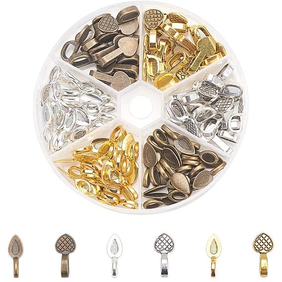 Tibetan Style Alloy Glun-on Flat Pad Bails for Pendants Making