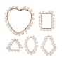5Pcs 5 Style Brass with Glass Beads Pendants, Heart & Rectangle & Triangle & House Eye & Kite Charms