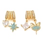 Brass Micro Pave Cubic Zirconia European Dangle Charms, Large Hole Pendants