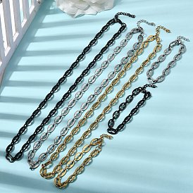 304 Набор украшений из нержавеющей стали: браслет и колье в виде цепочки из кофейных зерен, с карабин-лобстерами 