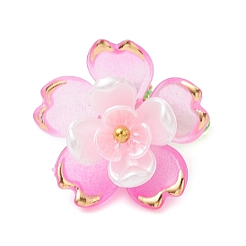 Прозрачные акриловые подвески, со стеклянными бисеринами, цветок, золотой металл обвитыми