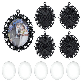 Сделай сам подвески, в том числе кабошоны из прозрачного стекла, тибетский стиль овальный сплава настройки кулон кабошон