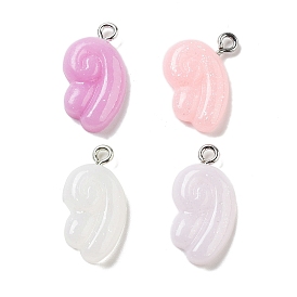 Opaque Resin Pendants, with Platinum Iron Loops, Wing