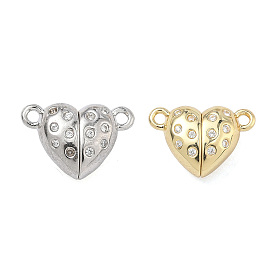 Латунное сердце, микропаве, прозрачный кубический цирконий, магнитные застежки, долговечный, стойки покрытие, без свинца и без кадмия