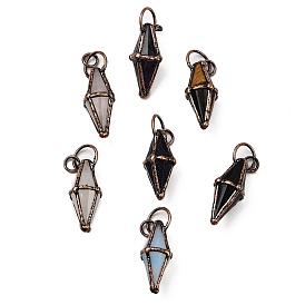 Драгоценный камень подвески, ромбовидные подвески с латунной фурнитурой, без кадмия и без свинца, Красная медь