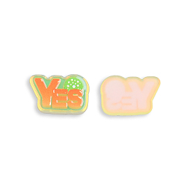 Plate Transparent Acrylic Cabochons, with Printed Yes