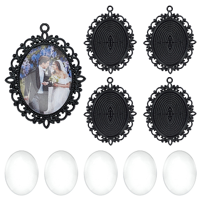 Сделай сам подвески, в том числе кабошоны из прозрачного стекла, тибетский стиль овальный сплава настройки кулон кабошон