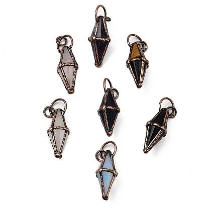 Драгоценный камень подвески, ромбовидные подвески с латунной фурнитурой, без кадмия и без свинца, Красная медь