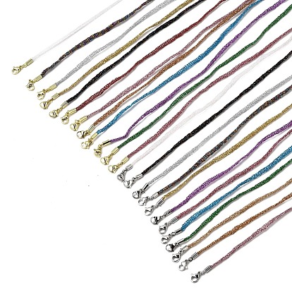 3.5 Cordón metálico de poliéster de mm para la fabricación de collares con cordón trenzado, con hallazgos de latón y 202 cierres de garra de langosta de acero inoxidable, larga duración plateado, chapado en rack