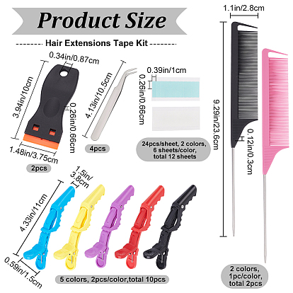 CRASPIRE Hair Extension Tool Sets, Including Plastic Scrapers & Alligator Hair Clips, Stainless Steel Tweezers, Traceless Wig and Double Sided Adhesive, Plastic Tail Comb