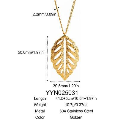 Ожерелья из полых листьев из нержавеющей стали для женщин, золотые