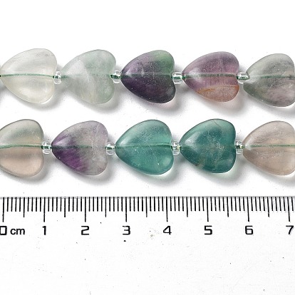 Natural Fluorite Beads Strands, with Seed Beads, Heart