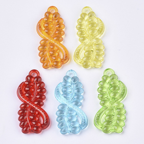 Transparent Acrylic Pendants, Dyed, Leaf