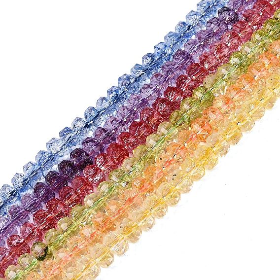 Хрустящие прозрачные стеклянные бусины нити, рондель, граненые