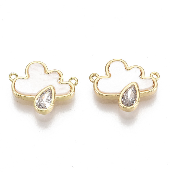 Натуральные раковины, с прозрачным фианитом и фурнитурой из латуни, облако со слезой, реальный 18 k позолоченный, без никеля 