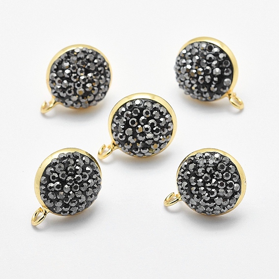 Серьги-гвоздики из латунной полимерной глины, с петлей, класс ходит стразами, плоско-круглые