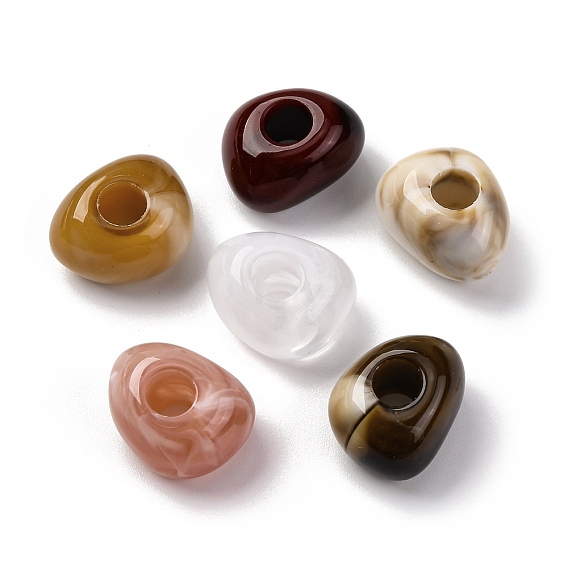 Двухцветные непрозрачные акриловые бусины, имитация драгоценных камней, треугольные