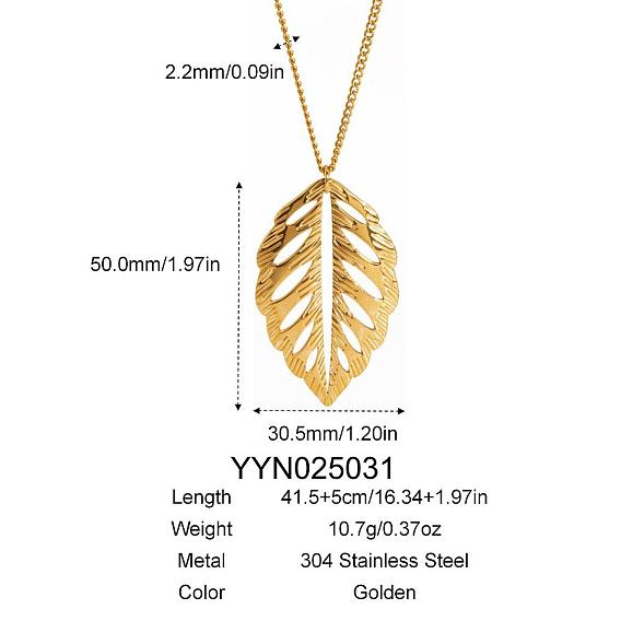 Ожерелья из полых листьев из нержавеющей стали для женщин, золотые