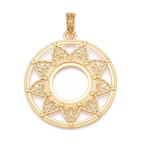 Оправы для подвесок из сплава с покрытием и кабошонами, настройки открытой спины, цветок, без свинца, без никеля и без кадмия