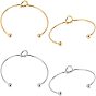 4pcs 2 couleurs 304 fabrication de bracelets manchettes en acier inoxydable avec nœud d'amour, avec fin perles rondes