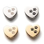 304 Edelstahl Diacharme, Schmelz-Stil, Herz mit paw print