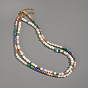 Été 304 Colliers en acier inoxydable, pierres naturelles et perles d'eau douce pour femmes, or