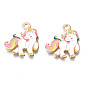 Alloy Enamel Pendants, Cadmium Free & Lead Free, Unicorn, Light Gold