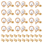 Brass Stud Earring Findings, with 304 Stainless Steel Ear Nuts, Half Round, with 1 Loop