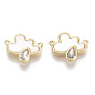 Натуральные раковины, с прозрачным фианитом и фурнитурой из латуни, облако со слезой, реальный 18 k позолоченный, без никеля 