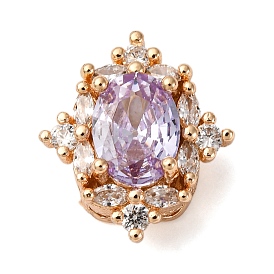 Латунные микро проложить кубического циркония бусы, с кристаллическим цирконием, овальные, без кадмия и без свинца, стойки покрытие, долговечный