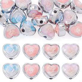 16 шт 4 цвета непрозрачные акриловые бусины, сердце, cmолой