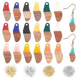 Olycraft DIY Dangle Earring Making Kits, Resin & Waxed Walnut Wood Pendants, Brass Earring Hooks & Jump Rings, Oval